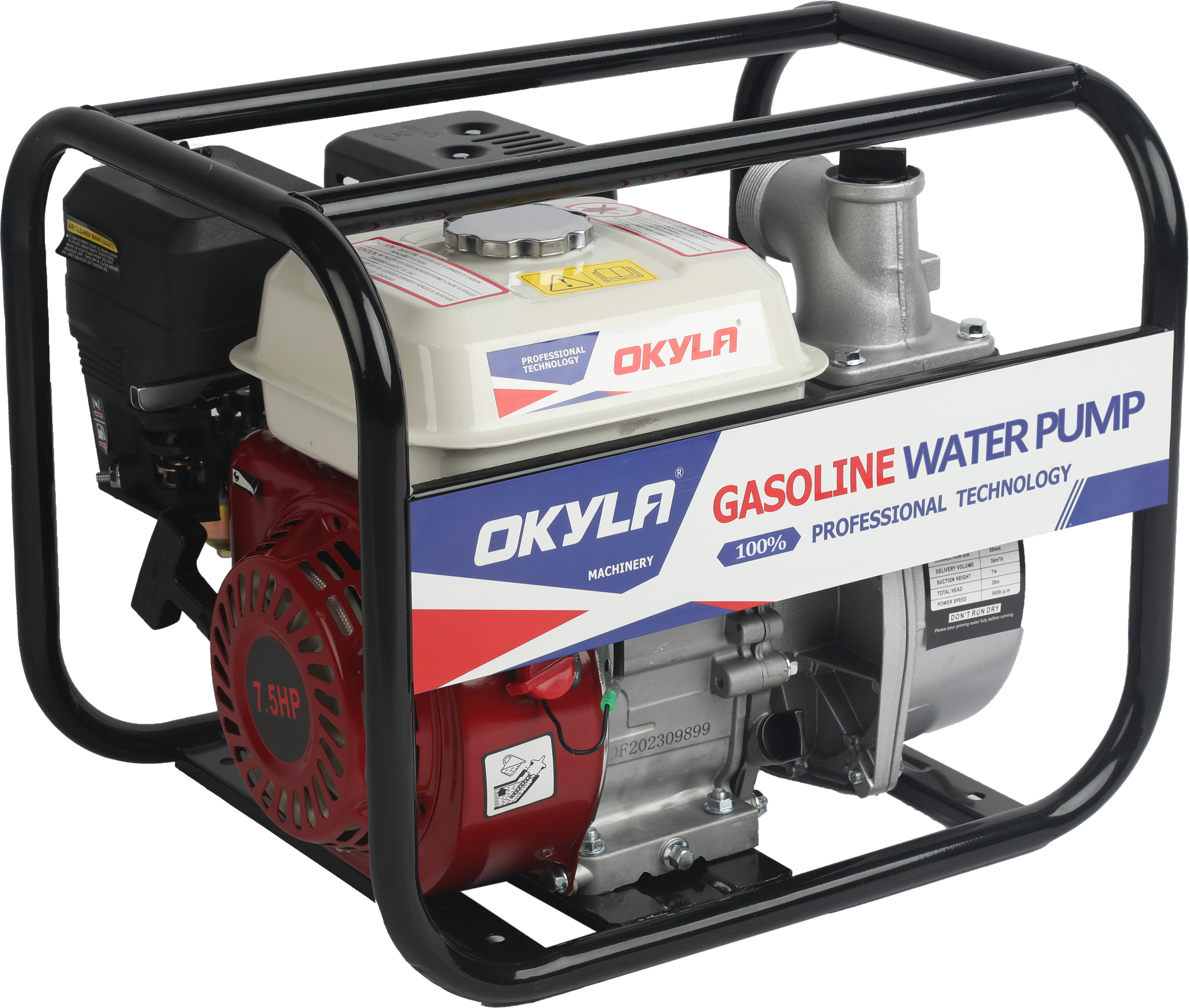 WPA-G OKYLA Gasoline/Petrol 2inch 3inch Water Pump with Strong Frame with Baffles And Golden Color Customed Engine 